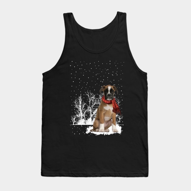 Christmas Boxer With Scarf In Winter Forest Tank Top by TATTOO project